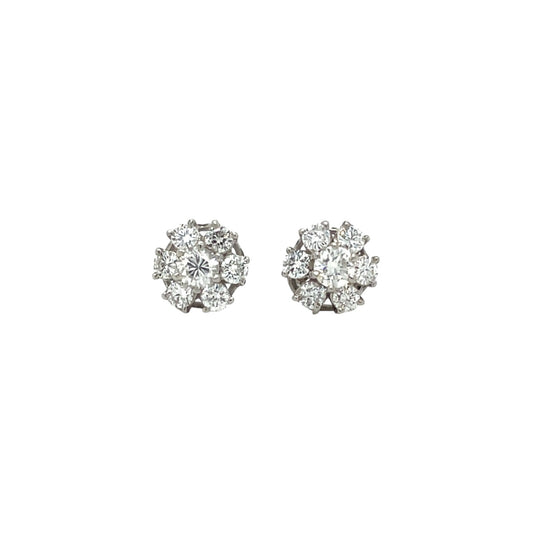18ct White Gold Diamond Cluster Stud Earrings