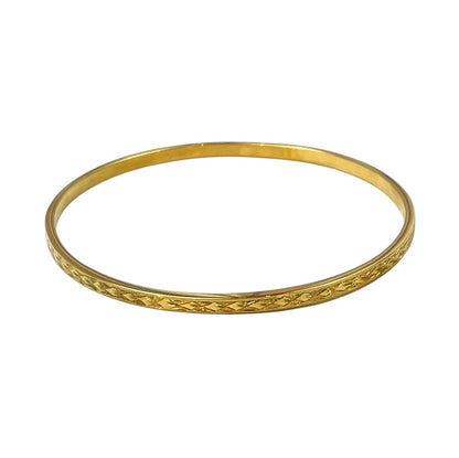 9ct Yellow Gold engraved Bangle
