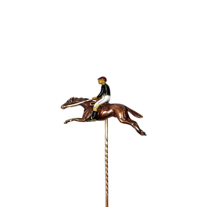 18ct & 15ct Yellow Gold Race Horse & Jockey Stick Pin