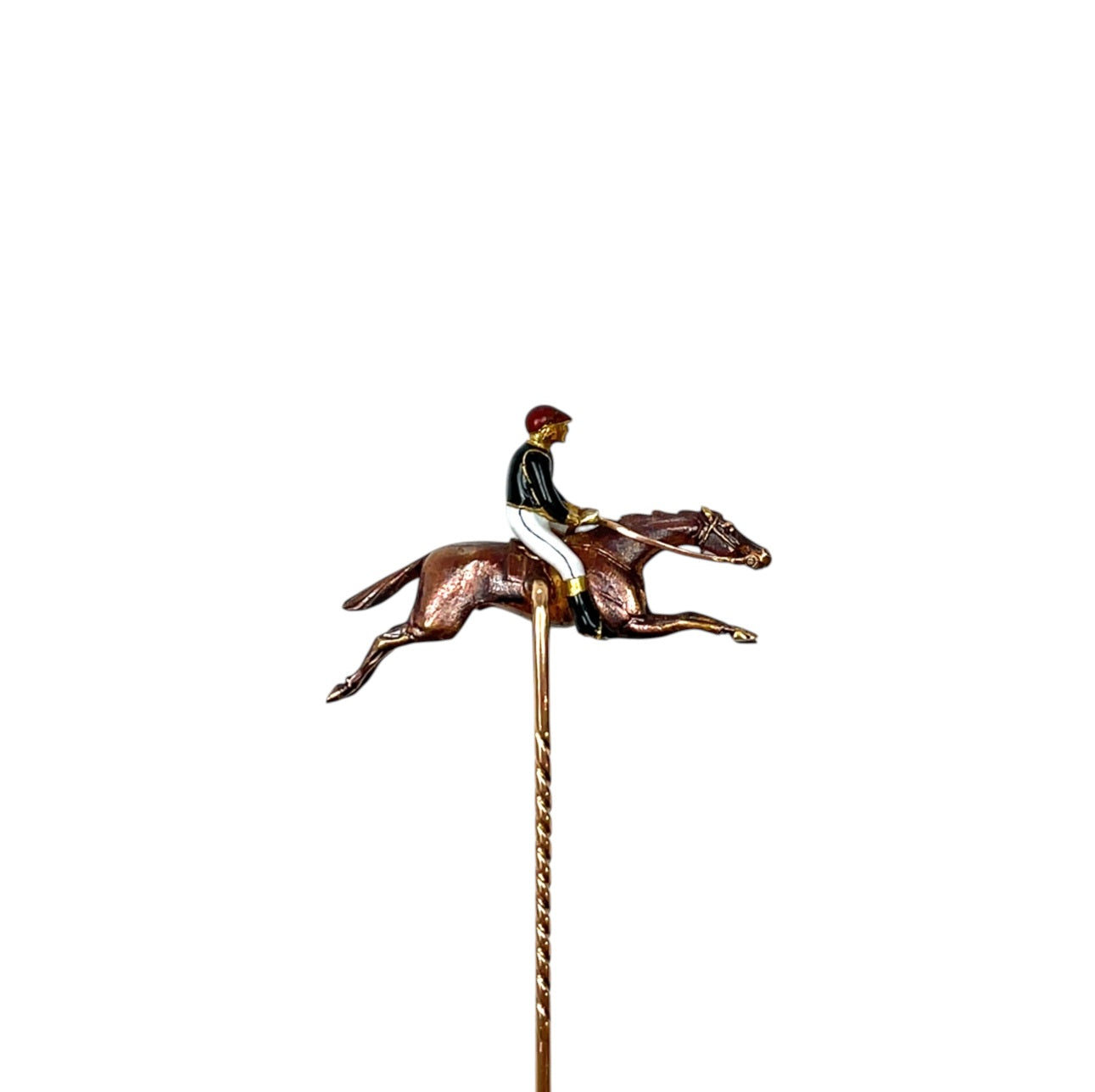 18ct & 15ct Yellow Gold Race Horse & Jockey Stick Pin