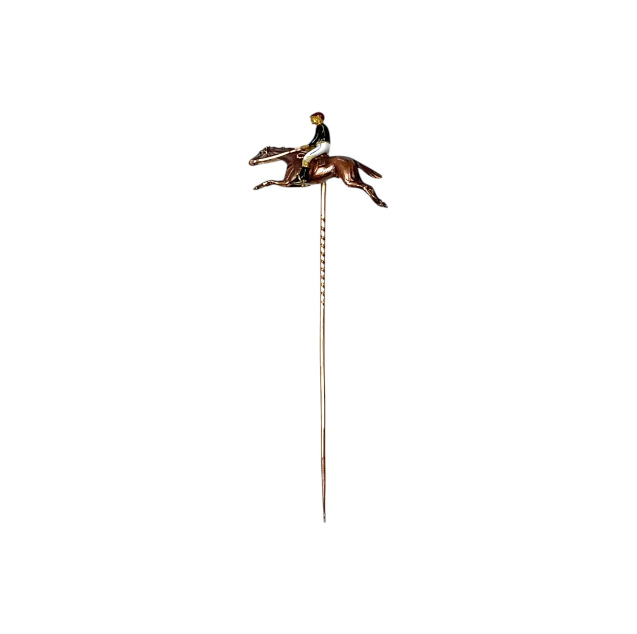 18ct & 15ct Yellow Gold Race Horse & Jockey Stick Pin