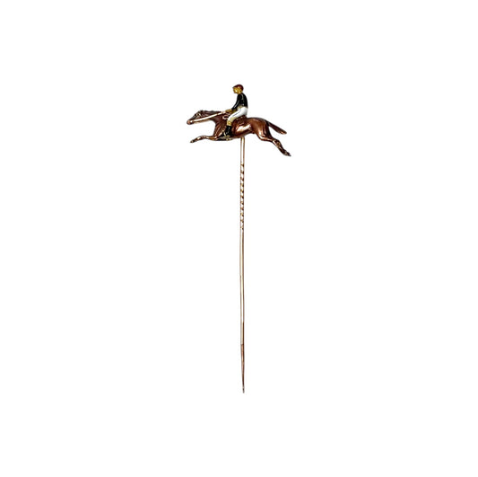 18ct & 15ct Yellow Gold Race Horse & Jockey Stick Pin