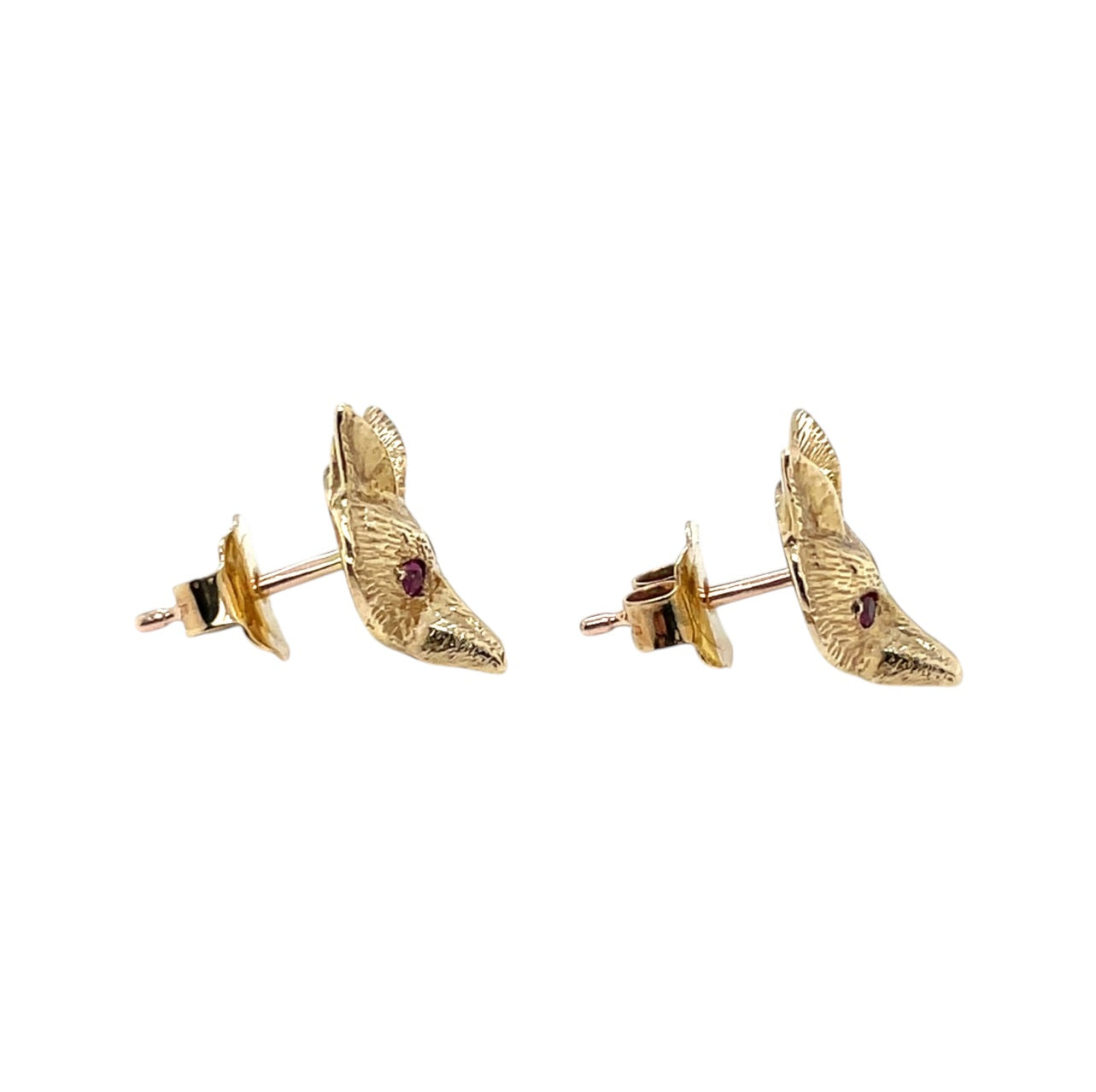 9ct Yellow Gold Fox Mask Stud Earrings