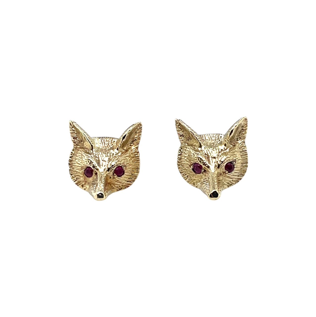 9ct Yellow Gold Fox Mask Stud Earrings