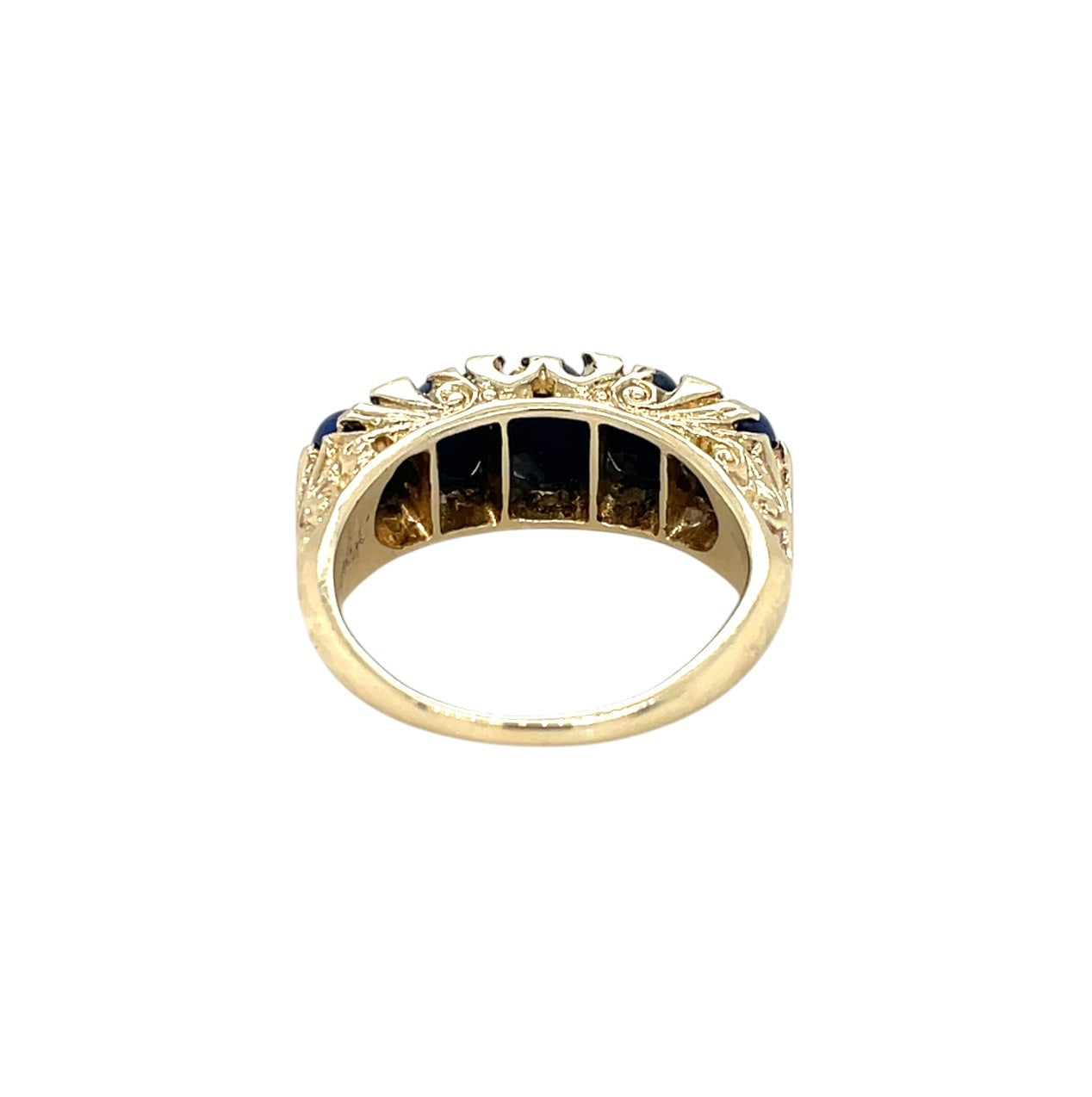 9ct Yellow Gold Lapis Carved Head Ring (M)