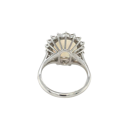 18ct White Gold Opal & Diamond Cluster Ring (L1/2)