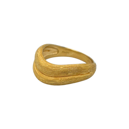 24ct Yellow Gold Double Wave Textured Ring (P1/2)