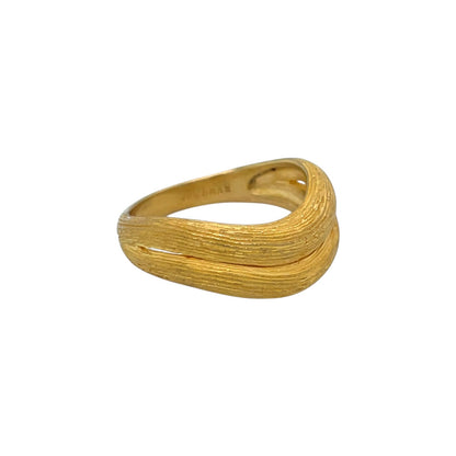 24ct Yellow Gold Double Wave Textured Ring (P1/2)