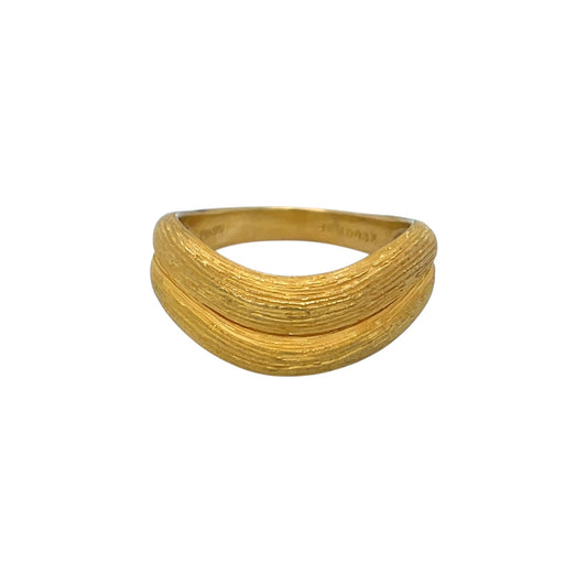 24ct Yellow Gold Double Wave Textured Ring (P1/2)