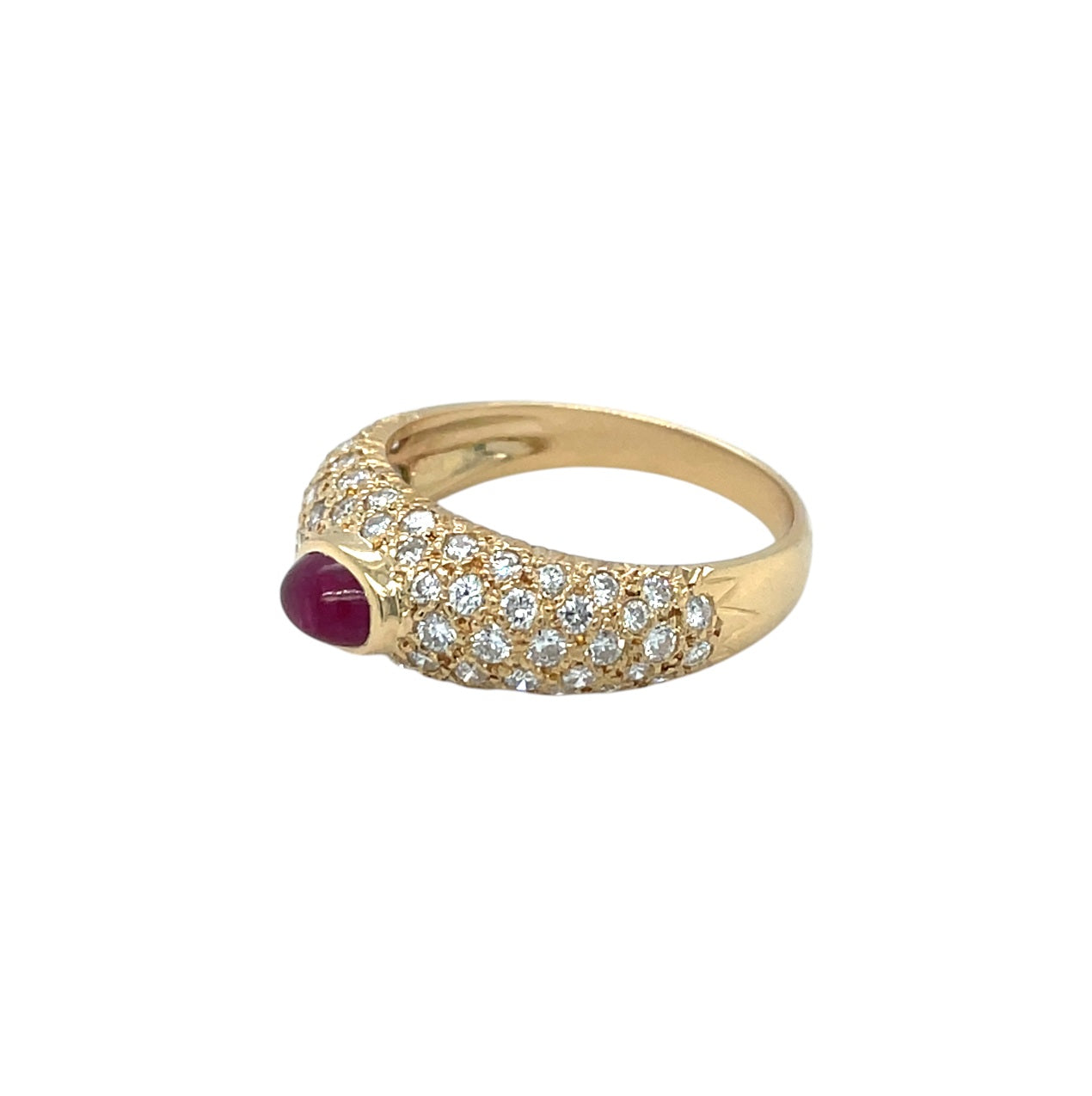 18ct Yellow Gold Ruby & Diamond Pavé Ring (N)