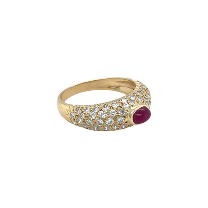 18ct Yellow Gold Ruby & Diamond Pavé Ring (N)