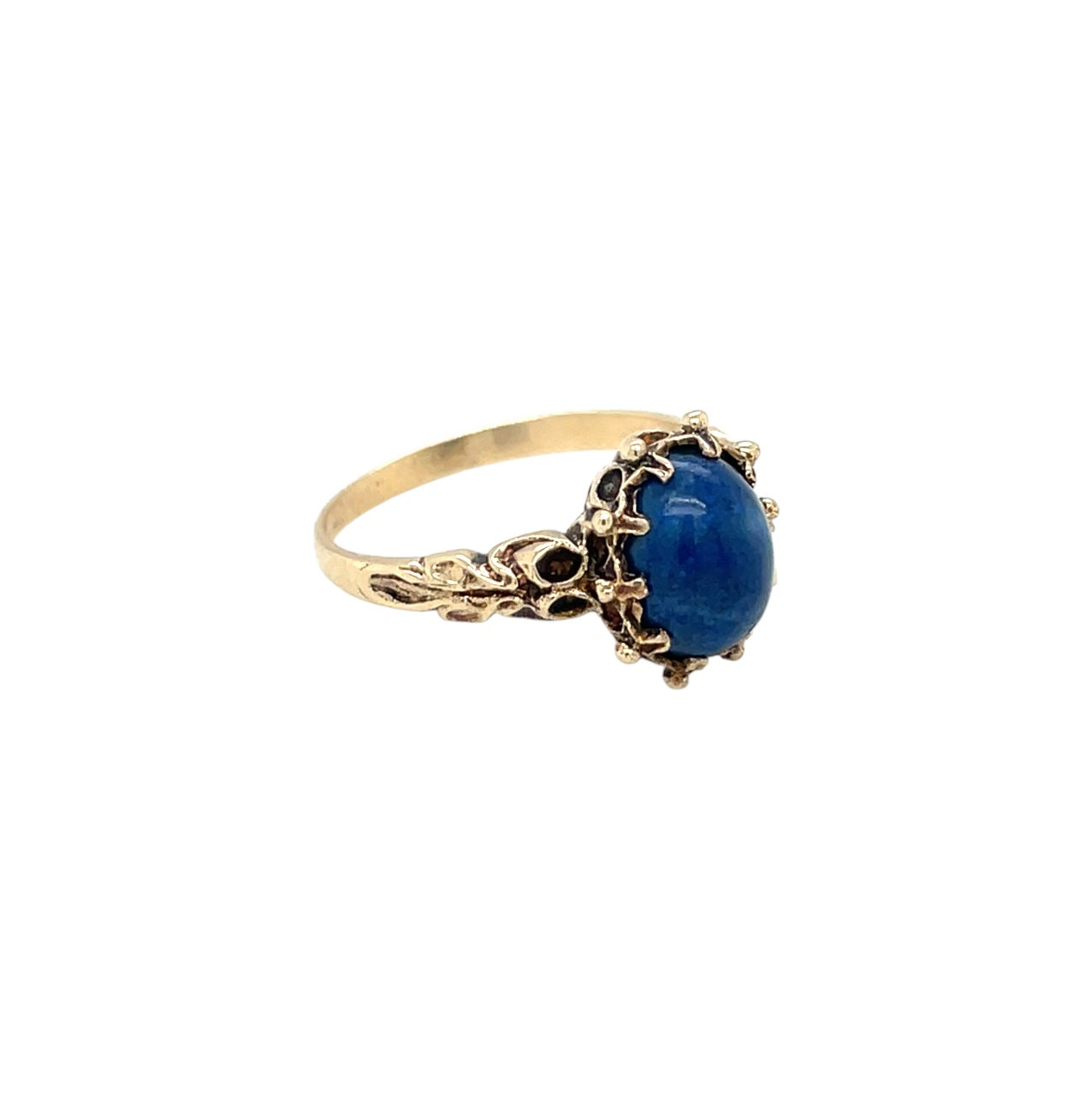 9ct Yellow Gold Lapis Cabochon Ring (L1/2)