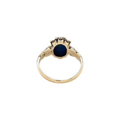 9ct Yellow Gold Lapis Cabochon Ring (L1/2)