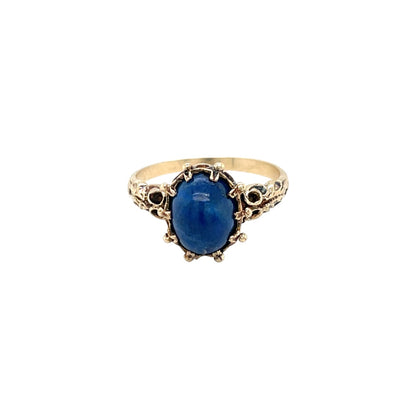 9ct Yellow Gold Lapis Cabochon Ring (L1/2)