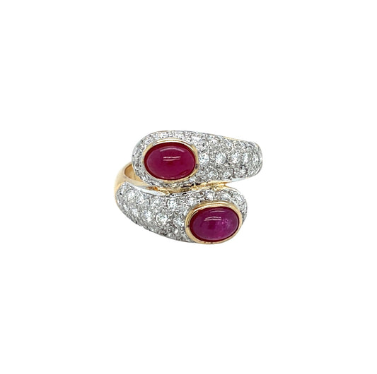 18ct Yellow Gold Ruby & Diamond Ring (L)