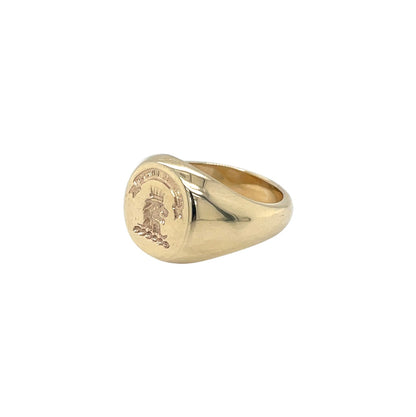9ct Yellow Gold Lion Head Seal Signet Ring (H)