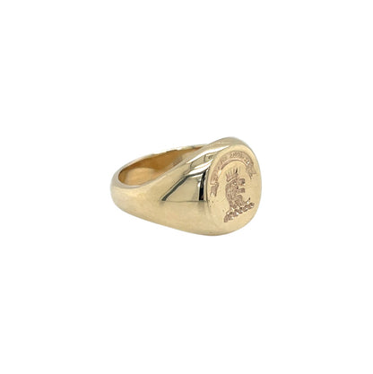9ct Yellow Gold Lion Head Seal Signet Ring (H)