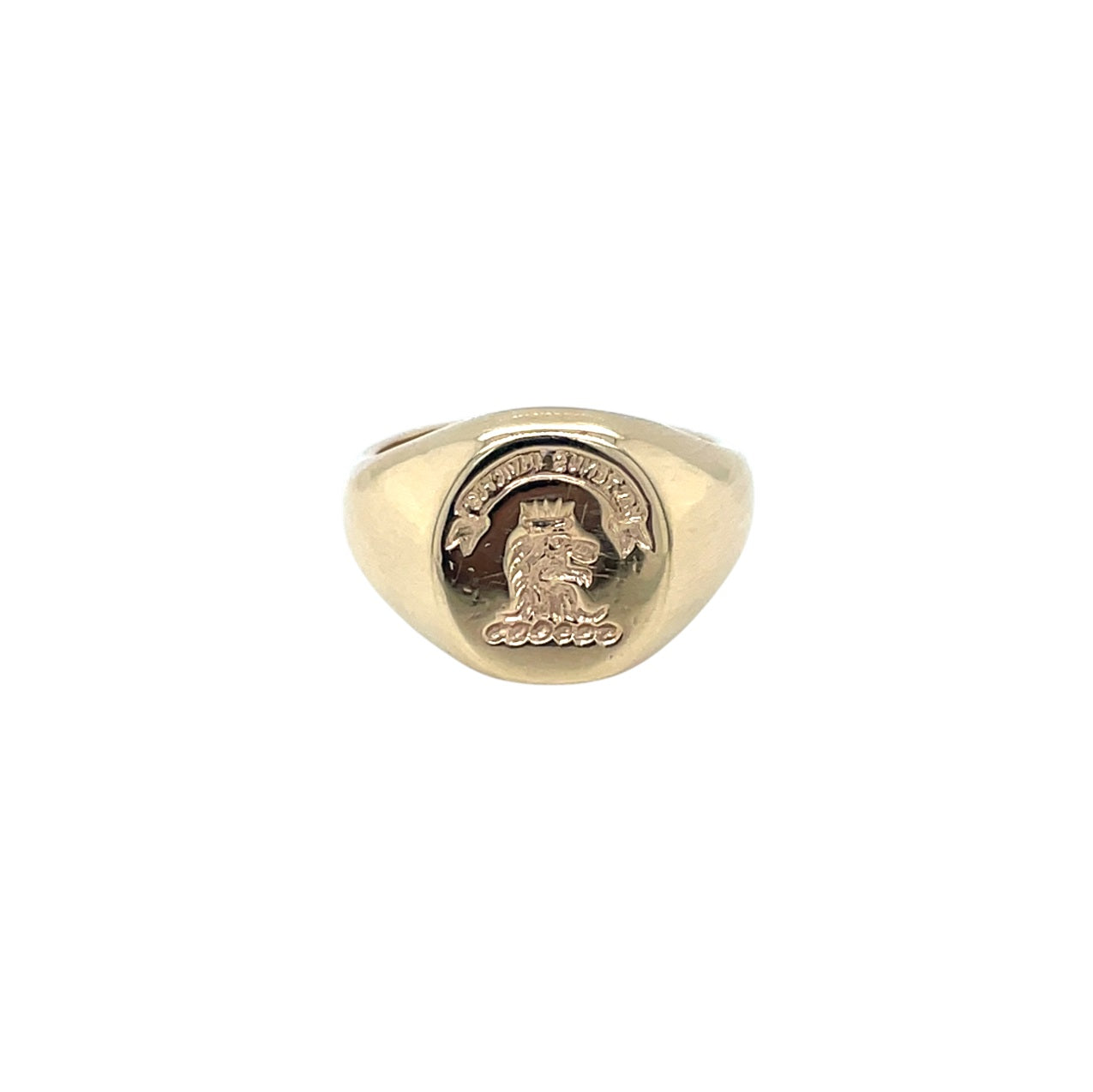 9ct Yellow Gold Lion Head Seal Signet Ring (H)