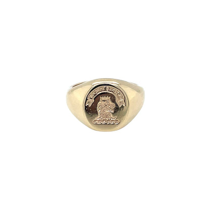 9ct Yellow Gold Lion Head Seal Signet Ring (H)