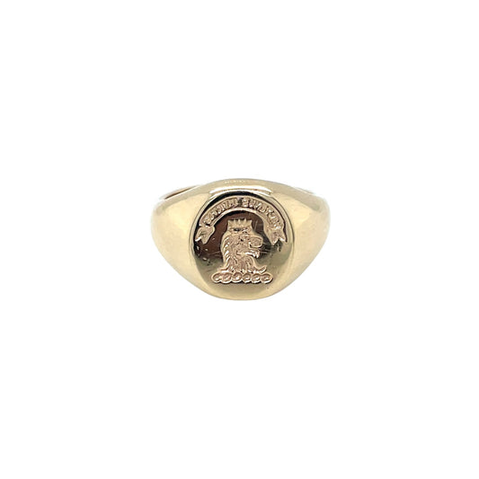 9ct Yellow Gold Lion Head Seal Signet Ring (H)