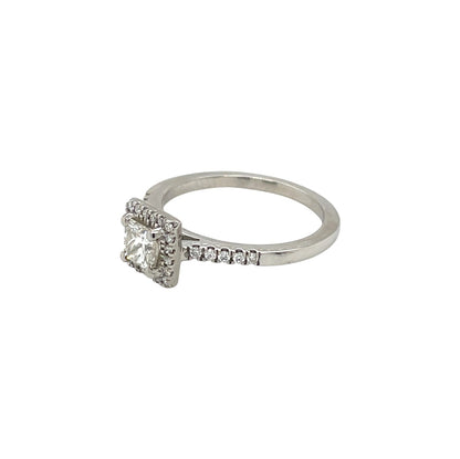 Platinum Princess Cut Diamond Halo Ring (O)