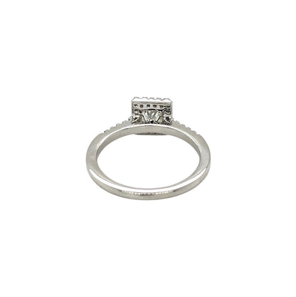 Platinum Princess Cut Diamond Halo Ring (O)