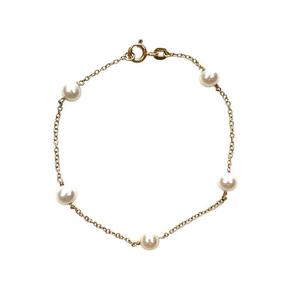 18ct Yellow Gold Pearl Chain Bracelet (8")