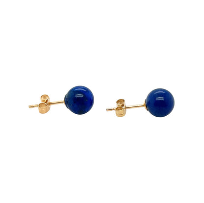 9ct Yellow Gold Lapis Stud Earrings (7mm)