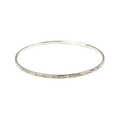 Silver Engraved Solid Bangle