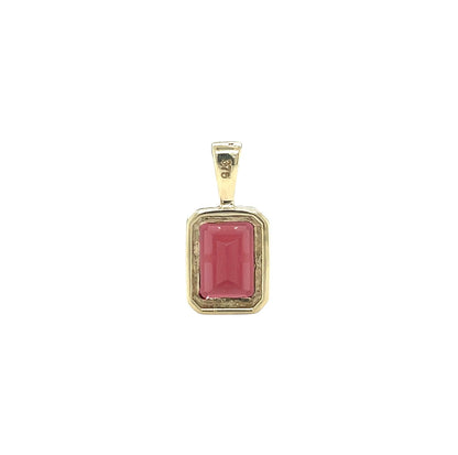 9ct Yellow Gold Octagonal Garnet Rubover Pendant