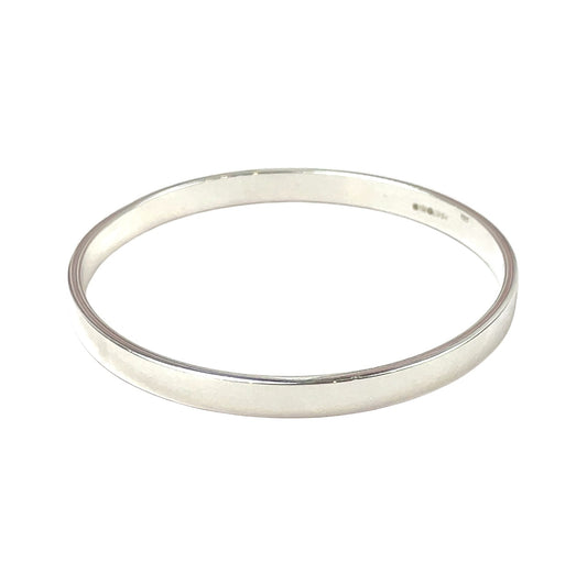 Silver Flat Profile Solid Bangle