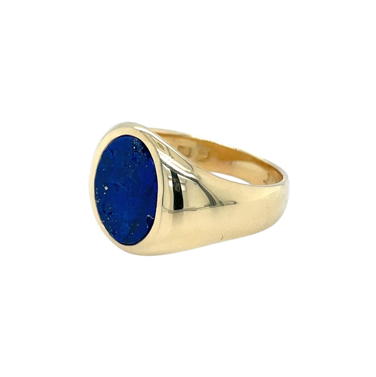 18ct Yellow Gold Oval Lapis Signet Ring (R 1/2)