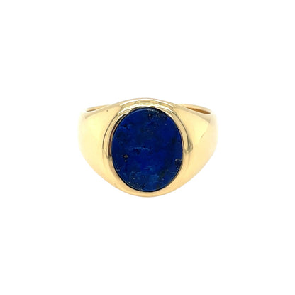 18ct Yellow Gold Oval Lapis Signet Ring (R 1/2)