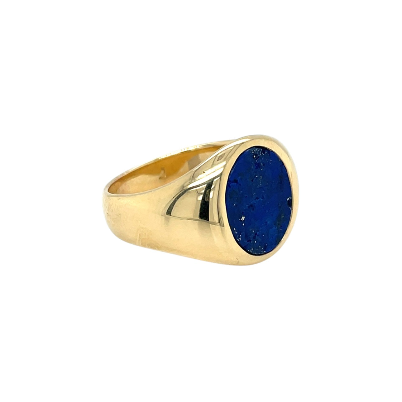 18ct Yellow Gold Oval Lapis Signet Ring (R 1/2)