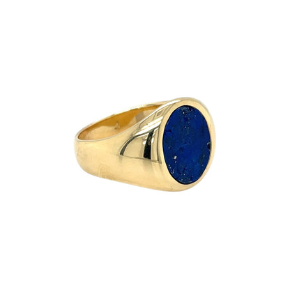 18ct Yellow Gold Oval Lapis Signet Ring (R 1/2)