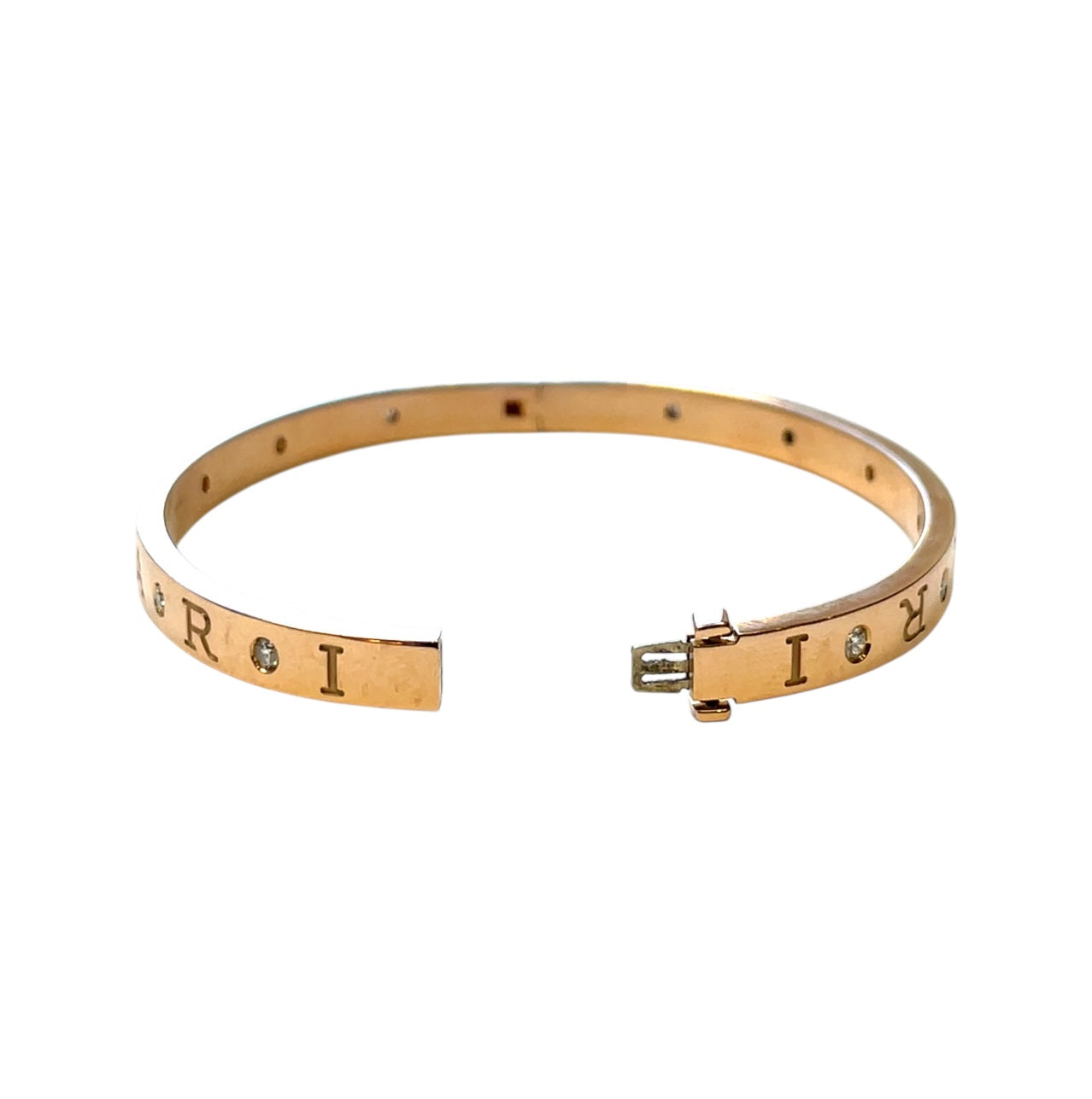 18ct Rose Gold Bvlgari B.zero1 Diamond Set Hinged Bangle