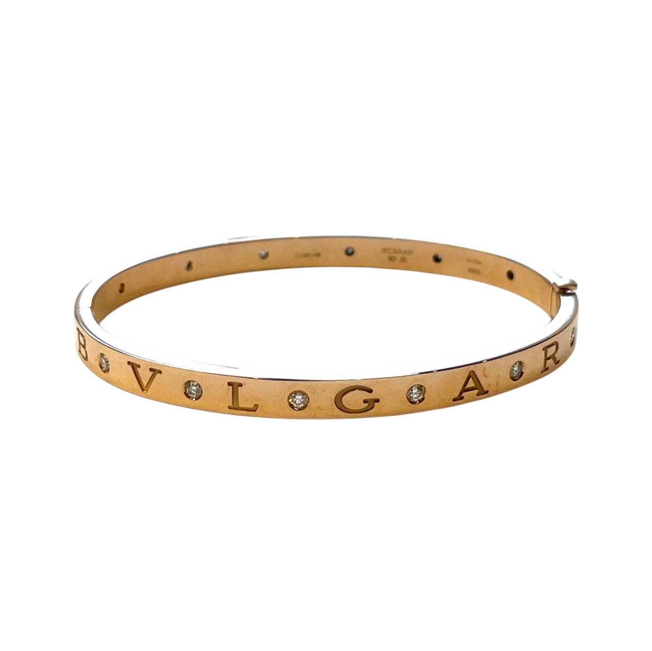 18ct Rose Gold Bvlgari B.zero1 Diamond Set Hinged Bangle