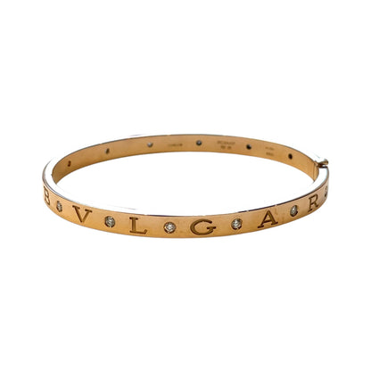 18ct Rose Gold Bvlgari B.zero1 Diamond Set Hinged Bangle