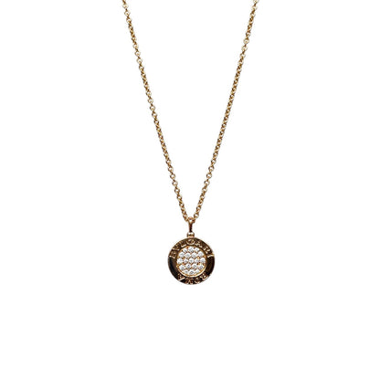 18ct Rose Gold Bvlgari Diamond & Onyx Pendant & Chain (17-18")
