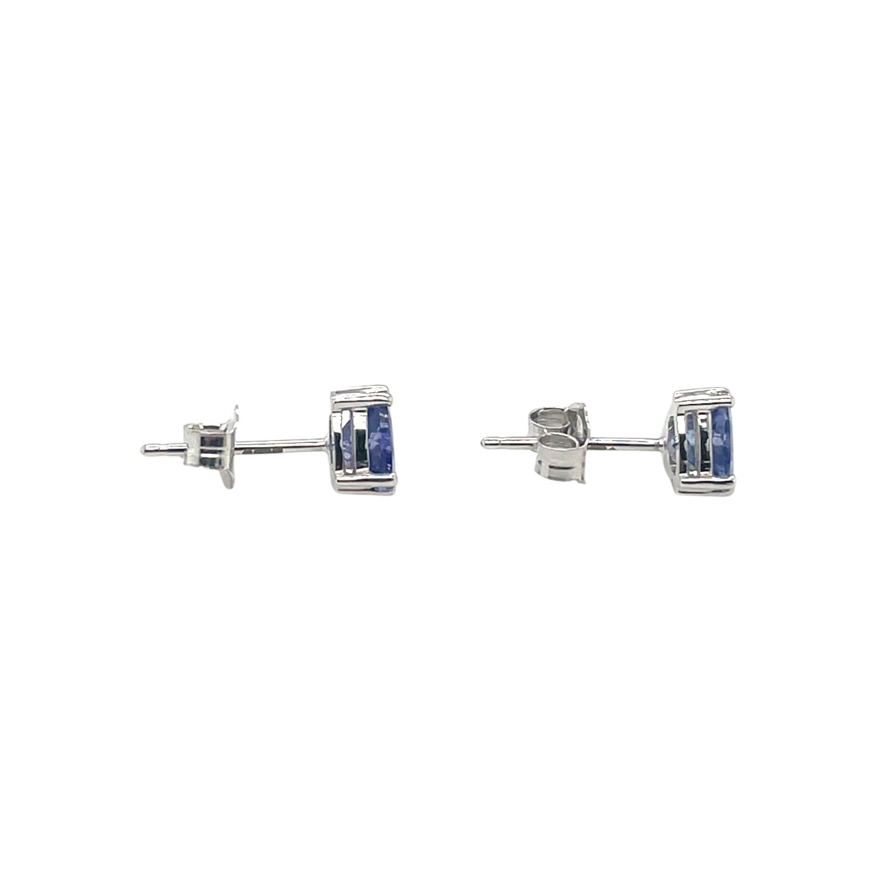 9ct White Gold Tanzanite Trillion Cut Stud Earrings