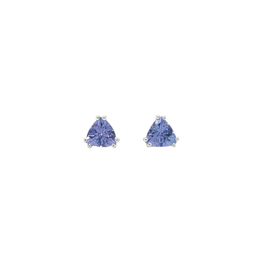 9ct White Gold Tanzanite Trillion Cut Stud Earrings