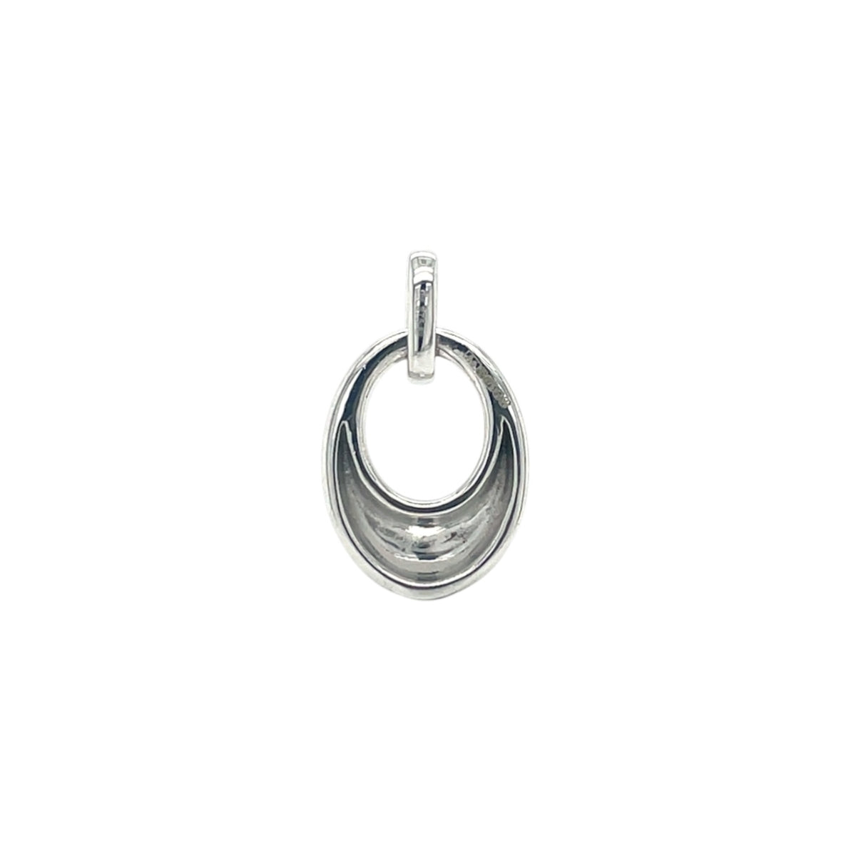 9ct White Gold Diamond Oval Pendant