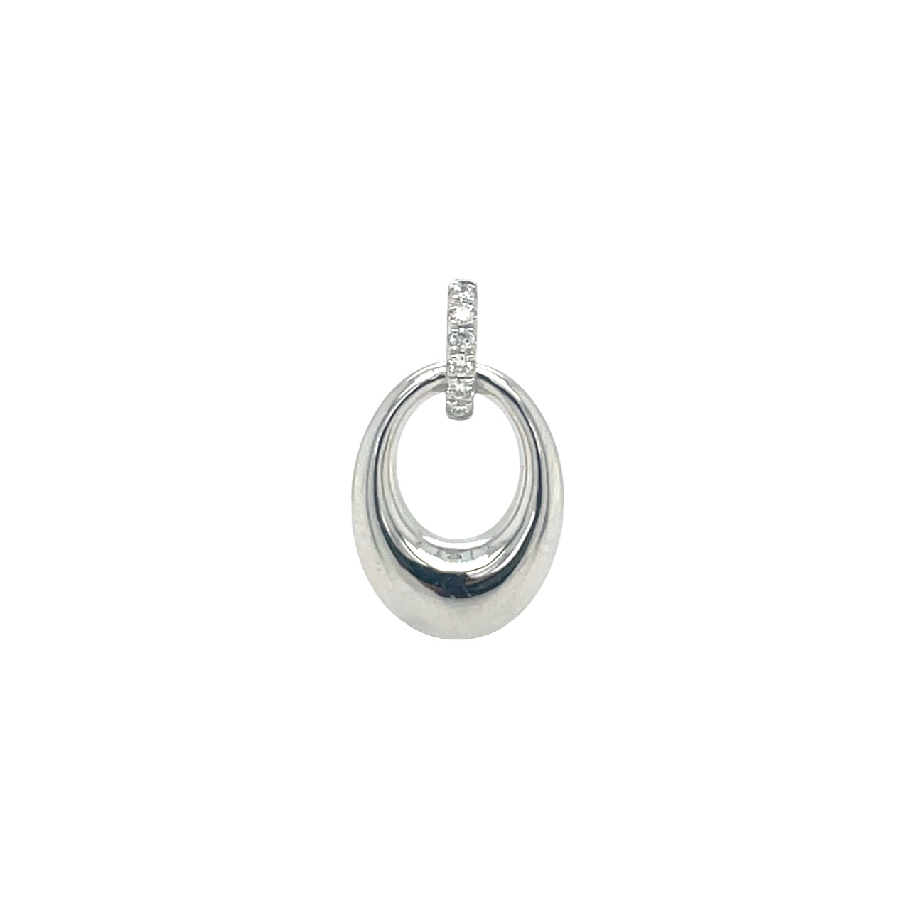 9ct White Gold Diamond Oval Pendant