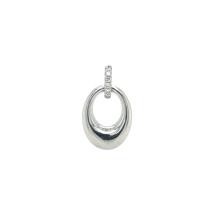 9ct White Gold Diamond Oval Pendant