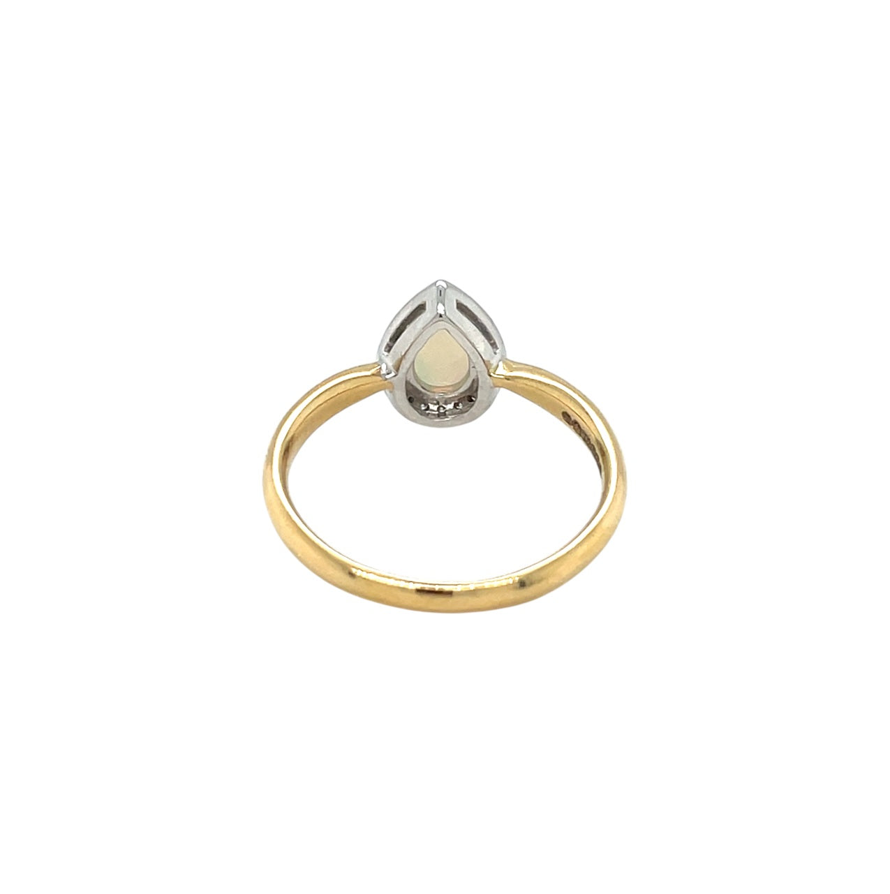 18ct Yellow & White Gold Opal & Diamond Pear Cluster Ring (Size M)