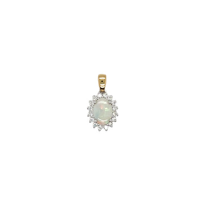 18ct Yellow & White Gold Opal & Diamond Pendant