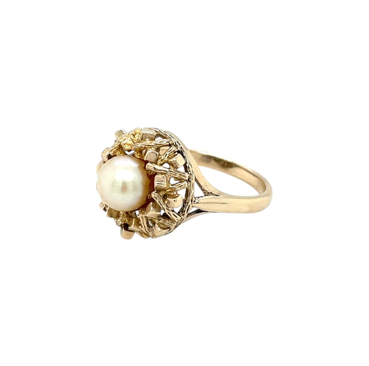 9ct Yellow Gold Pearl Cluster Ring (L)
