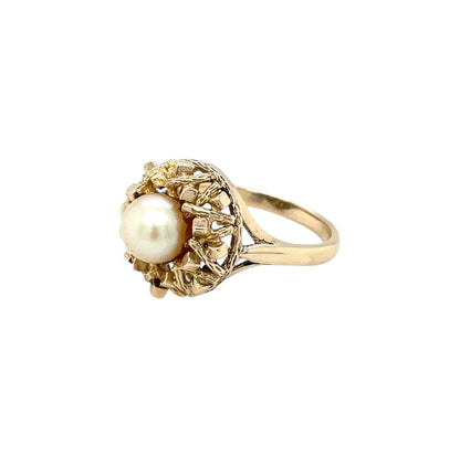 9ct Yellow Gold Pearl Cluster Ring (L)