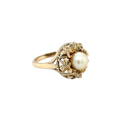 9ct Yellow Gold Pearl Cluster Ring (L)