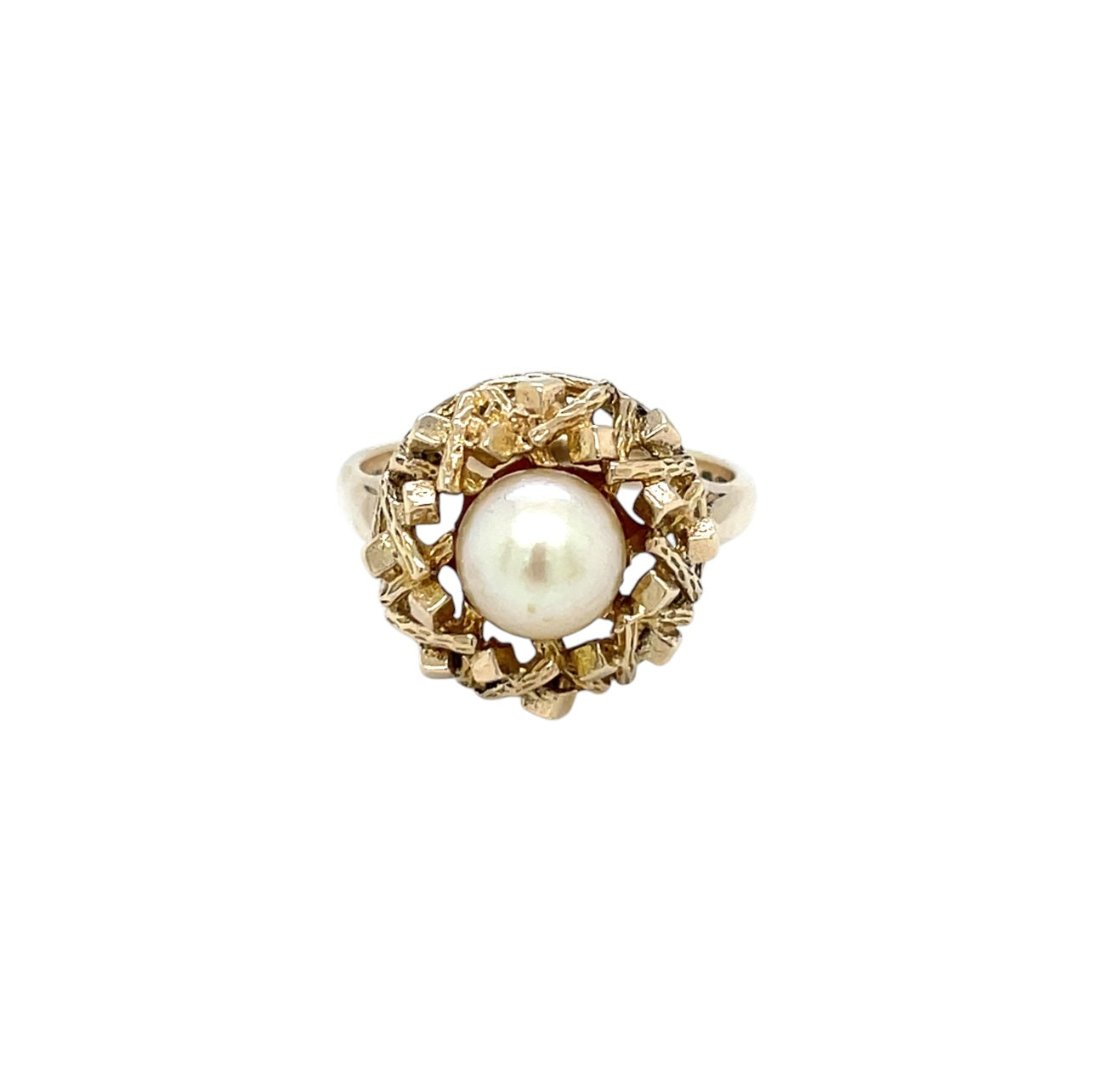 9ct Yellow Gold Pearl Cluster Ring (L)